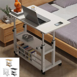White Adjustable Home Study Table Notebook Computer Folding Laptop Pc Trolley Desk - thumbnail 3