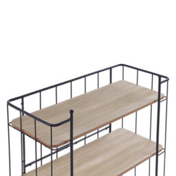 Wyld And Coco Kitchen Trolley 81Cm Black Metal Frame, 3 Light Brown Mdf Shelves, Castors - thumbnail 5