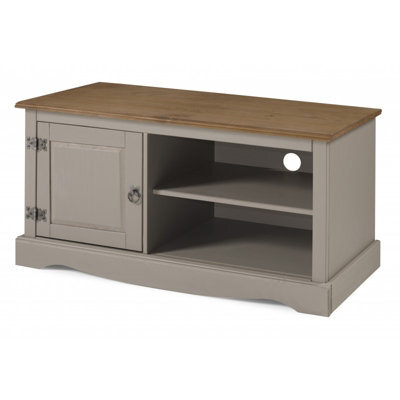 Mercers Furniture Corona Grey Wax 1 Door Media Unit 1 Shelf Tv Cabinet Television Stand Solid Wood Pine Wooden Mexican Styling - image 1