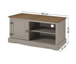 Mercers Furniture Corona Grey Wax 1 Door Media Unit 1 Shelf Tv Cabinet Television Stand Solid Wood Pine Wooden Mexican Styling - thumbnail 5
