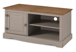 Mercers Furniture Corona Grey Wax 1 Door Media Unit 1 Shelf Tv Cabinet Television Stand Solid Wood Pine Wooden Mexican Styling - thumbnail 2