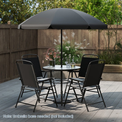 Costway 6 Pieces Patio Dining Set With Umbrella Outdoor Table And Chairs Set - image 1