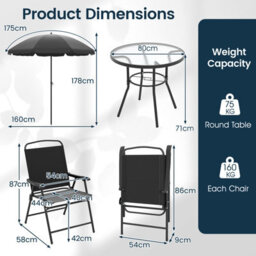 Costway 6 Pieces Patio Dining Set With Umbrella Outdoor Table And Chairs Set - thumbnail 2