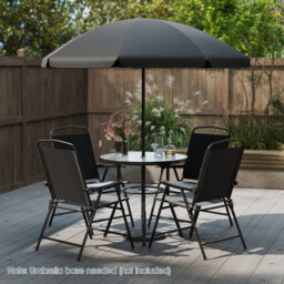 Costway 6 Pieces Patio Dining Set With Umbrella Outdoor Table And Chairs Set - thumbnail 1