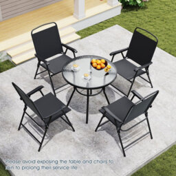 Costway 6 Pieces Patio Dining Set With Umbrella Outdoor Table And Chairs Set - thumbnail 3