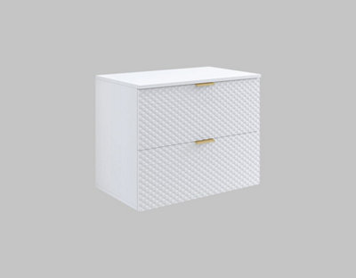 Arte Laura 48 Floating Vanity Unit W800mm H630mm D490mm - Black Gloss With Gold Handles And Modern Floating Design - image 1