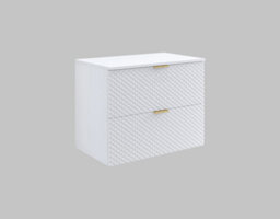 Arte Laura 48 Floating Vanity Unit W800mm H630mm D490mm - Black Gloss With Gold Handles And Modern Floating Design