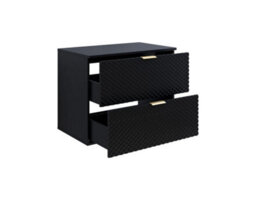 Arte Laura 48 Floating Vanity Unit W800mm H630mm D490mm - Black Gloss With Gold Handles And Modern Floating Design - thumbnail 2