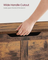 Songmics Wooden Trunk, Shoe Storage Bench, Organiser Box, 2 Safety Hinges, Farmhouse, Rustic Brown - thumbnail 6