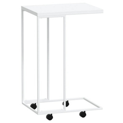 Berkfield Stylish Side Table With Wheels White 40X30X63.5 Cm Engineered Wood - image 1