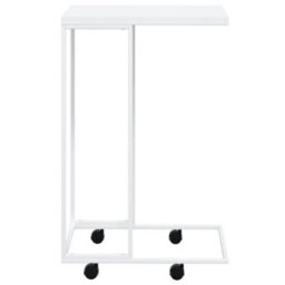 Berkfield Stylish Side Table With Wheels White 40X30X63.5 Cm Engineered Wood - thumbnail 3