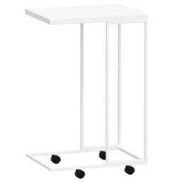 Berkfield Stylish Side Table With Wheels White 40X30X63.5 Cm Engineered Wood - thumbnail 5
