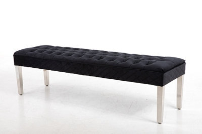 Modernique Precious Velvet Stitched Dining Bench 135 Cm In Black - image 1