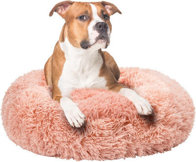 Fur & Bone 60 Cm Washable Plush Donut Dog Bed With Waterproof Non-Slip Base - Pink - image 1