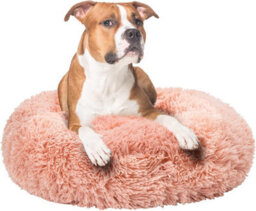 Fur & Bone 60 Cm Washable Plush Donut Dog Bed With Waterproof Non-Slip Base - Pink - thumbnail 1