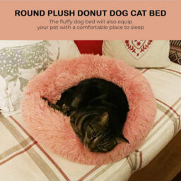 Fur & Bone 60 Cm Washable Plush Donut Dog Bed With Waterproof Non-Slip Base - Pink - thumbnail 2