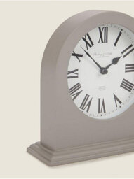 Deenz Classical Mantle Clock Grey Round Dial Mdf And Glass Construction Bold Roman Numbers Display Arch Top Smooth Finish 16.5X6Cm - thumbnail 2