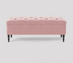 90Cm Swiss Chesterfield Ottoman Storage Bench- Plush Velvet Shoe Bench - Pink Upholstery Footstool With Storage