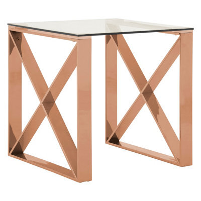 Orsina Durable Rose Gold Cross Legs End Table, Stylish Design Side Table For Livingroom, Versatile Side Table - image 1