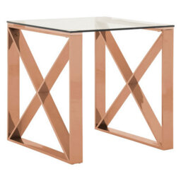 Orsina Durable Rose Gold Cross Legs End Table, Stylish Design Side Table For Livingroom, Versatile Side Table - thumbnail 1