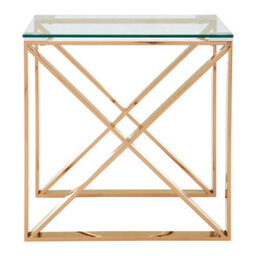 Orsina Durable Rose Gold Cross Legs End Table, Stylish Design Side Table For Livingroom, Versatile Side Table - thumbnail 3
