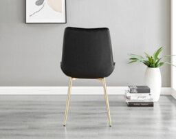 Furniturebox Imperia White High Gloss 6 Seater Dining Table With Structural 2 Plinth Column Legs 6 Black Velvet Gold Leg Pesaro Chairs - thumbnail 8