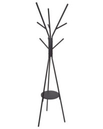 Wyld And Coco Urbannest 9-Hook Coat Stand Black Metal 181 Cm With Lower Shelf - thumbnail 1