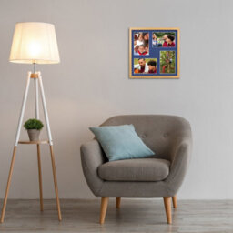 AK Frames 12X12 Oak Sleek Multi Photo Frame With Blue Mount - Holds 4 Apertures (4X) 6X4 Photos - thumbnail 3