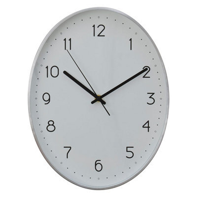 Orsina Oval Wall Clock With Silver Finish, Durable Construction Wall Clock For Kitchen, Versatile Clock For Outdoor - image 1