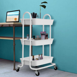 3 Tier Multi-Purpose Serving Trolley Cart With Handles & Lock Wheels - Multi Storage Organiser Utility Cart For Home Office - thumbnail 4