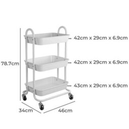 3 Tier Multi-Purpose Serving Trolley Cart With Handles & Lock Wheels - Multi Storage Organiser Utility Cart For Home Office - thumbnail 7