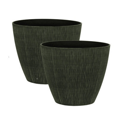 Simpa Allure 2Pc Natural Textured Plastic Planters 33Cm (H) X 38Cm (Diameter) - image 1