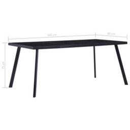 Berkfield Dining Table Black 160X80X75 Cm Tempered Glass - thumbnail 5