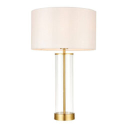 Luminosa Lighting Luminosa Lessina Table Lamp Satin Brushed Gold, Vintage White Silk Effect, E27