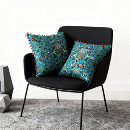 Living And Home Set Of Two Exotic-Style Faux Linen Double-Sided Pattern Throw Pillows, 45Cm (W) X 45Cm (D) - thumbnail 1