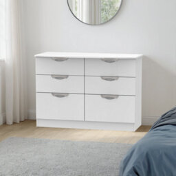 Chelsea Ready Assembled Gloss White No Effect 6 Drawer Midi Chest (H)795mm (W)1120mm (D)415mm