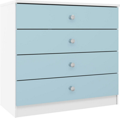 Seconique Denver 4 Drawer Chest Of Drawers Blue Gloss Metal Drawer Runners And Handles - image 1