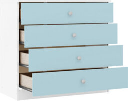 Seconique Denver 4 Drawer Chest Of Drawers Blue Gloss Metal Drawer Runners And Handles - thumbnail 3