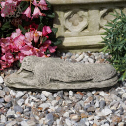 Burgess Laying Lurcher Stone Statue Greyhound Whippet Animal Outdoor British Made Garden Ornament - thumbnail 4