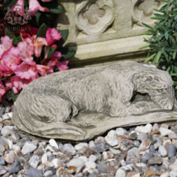 Burgess Laying Lurcher Stone Statue Greyhound Whippet Animal Outdoor British Made Garden Ornament - thumbnail 3