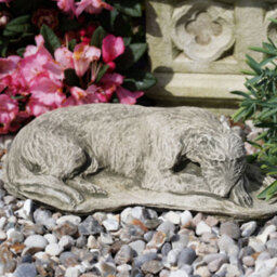 Burgess Laying Lurcher Stone Statue Greyhound Whippet Animal Outdoor British Made Garden Ornament - thumbnail 2