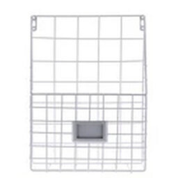 White Wire Magazine Newspaper Basket Wall Mounted Post Storage Rack Organizer Office - thumbnail 3