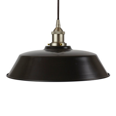 Matt Black Chancery Painted Dome Pendant Light With Brushed Chrome Lamp Holder And Black Round Cable - Se Home - image 1