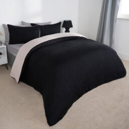 Ohs Reversible Duvet Cover Pillowcase Bedding Set, Black Cream- King - thumbnail 2