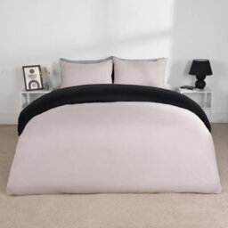 Ohs Reversible Duvet Cover Pillowcase Bedding Set, Black Cream- King - thumbnail 4