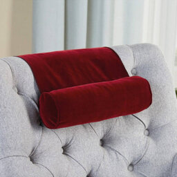 Non-Slip Neck Cushion In Burgundy Velour With Weighted Panel For Chair Back Support L36 X W25 X D12.5Cm