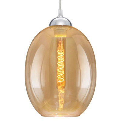 Long Life Lamps Company Modern Vintage Oval Glass Ceiling Pendant Light M0196 - image 1