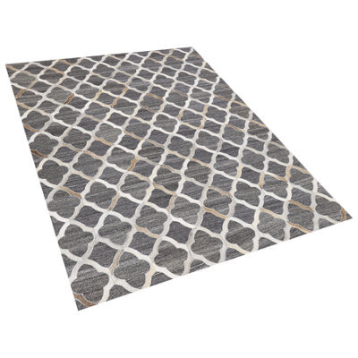 Beliani Rug Rolunay Dark Grey 160 X 230 Cm Leather - image 1