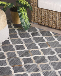Beliani Rug Rolunay Dark Grey 160 X 230 Cm Leather - thumbnail 2