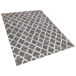 Beliani Rug Rolunay Dark Grey 160 X 230 Cm Leather - thumbnail 1